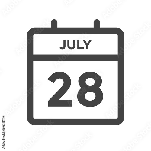July 28 Calendar Day or Calender Date for Deadlines or Appointment