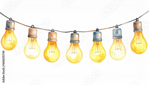 Watercolor String Lights: Festive Illumination