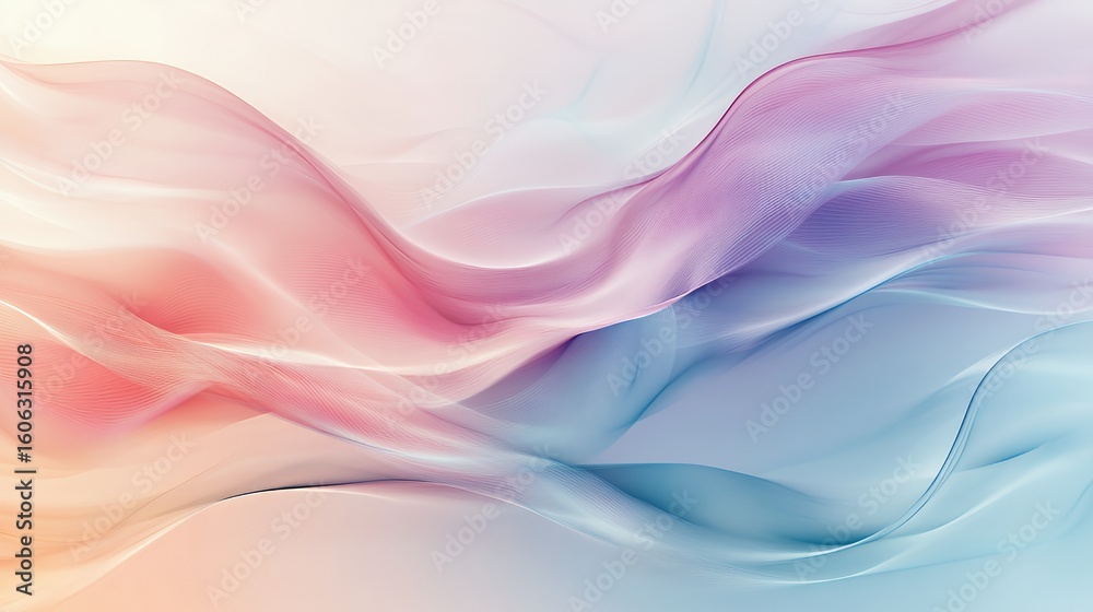 Abstract Pastel Waves Flowing Softly Across Canvas
