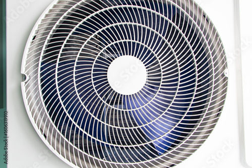 Wallpaper Mural Close up of air conditioner compressor source heat pumps on white wall outdoor on roof top of building for cooling at industrial plant.  Cooling pump technology for home or office. Torontodigital.ca