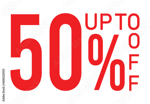 Sale Discount Banner – Red 50 Percent Off Labels for Promotion, Marketing, and Retail Ads