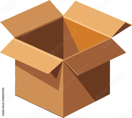 Open cardboard box isometric vector