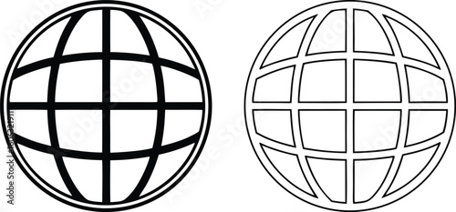 Two black and white globe icons side by side world