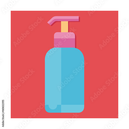 Facial Cleanser Bottle with Pump Top Flat Art Design