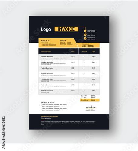 Modern invoice template and bill invoice design