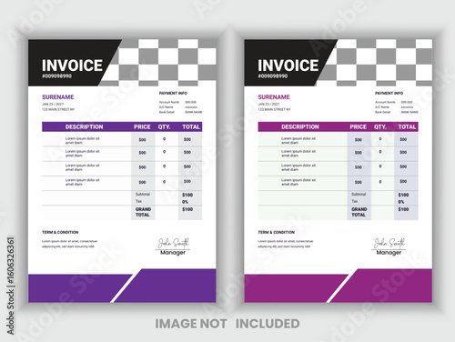 Delicious healthy food invoice design template