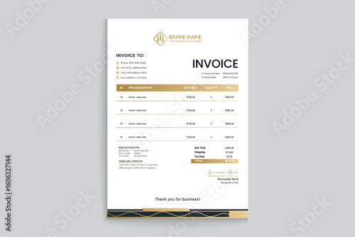 Professional clean invoice template design | Free Vector