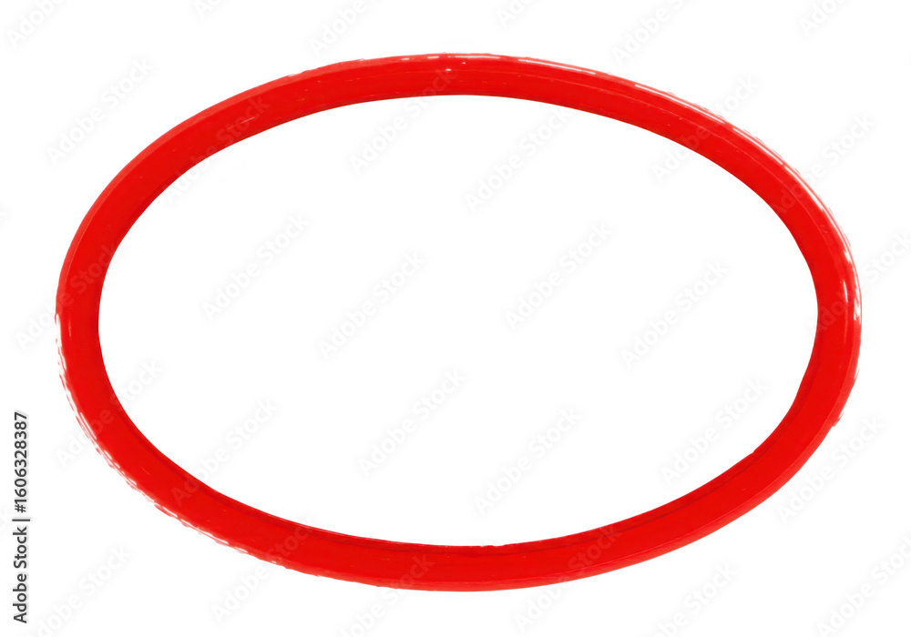 Bright red oval shape on a transparent background abstract graphic design element resembling a frame or ring Bright red oval shape on a transparent background abstract graphic design element resembling a frame or ring
