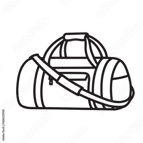 Black outline of a duffel bag with strap gym bag sports bag