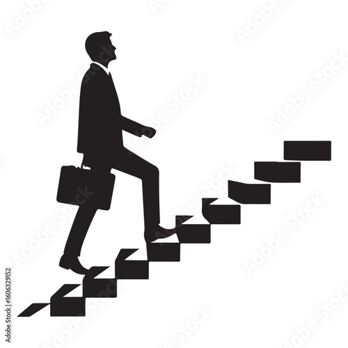 Businessman Climbing Stairs Silhouette Vector Graphic Design