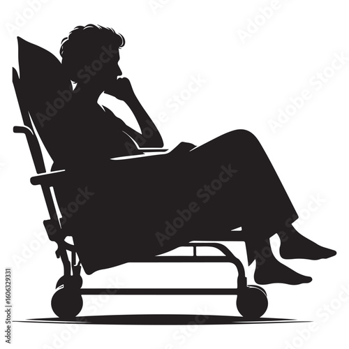 Silhouette of Senior Person Relaxing in a Recliner Illustration