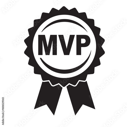 Black ribbon award with M V P text white