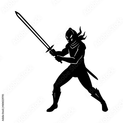Warrior knight swordsman silhouette combatant sword fighter art
