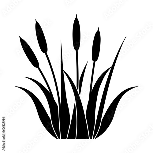 Silhouette reeds vector cattails aquatic plant nature design