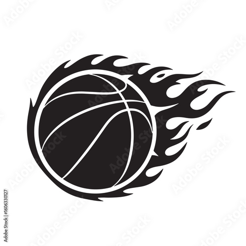 Flaming basketball tribal art flames fire