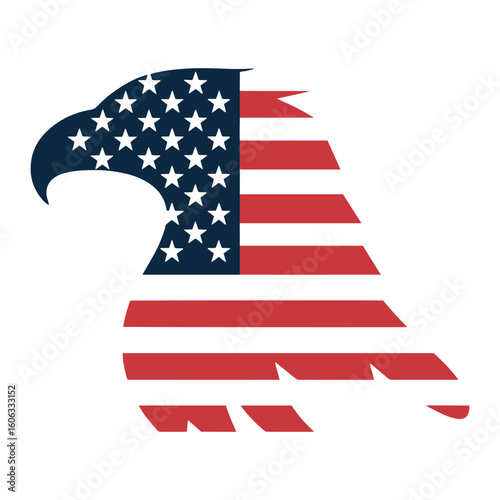 American Eagle Silhouette with USA Flag Pattern Patriotic Symbol for Independence Day and National Holidays