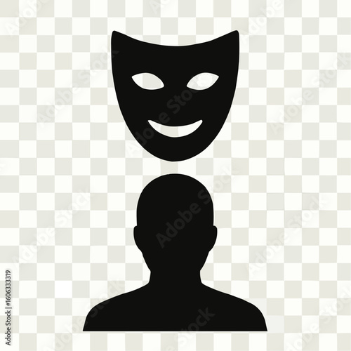 A striking theatrical black cat mask illustration, perfect for a Halloween or carnival symbol