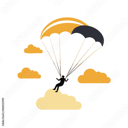 Paraglider Silhouette Flying Across Glowing Sunset Clouds