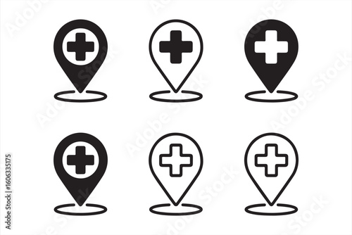 Medical Location and Healthcare Icons for Health Facilities
