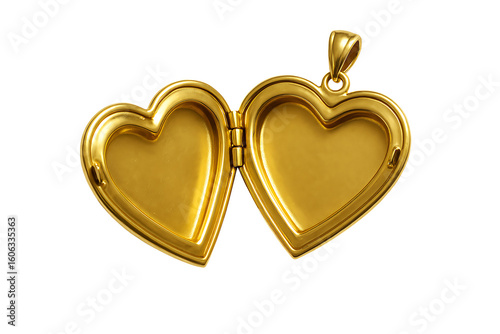 Elegant Open Golden Heart Locket Isolated on Transparent Background for Jewelry and Love Concepts