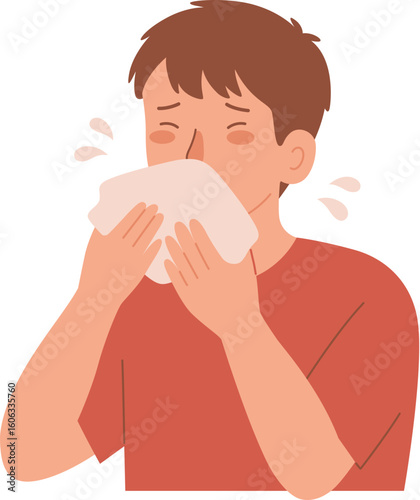 Sick Boy with Flu Symptom

