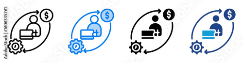 Productivity icon set multiple style collection