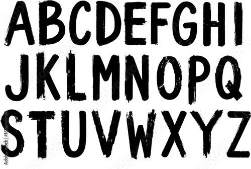 Alphabet paint brush stencil Letters Brush Font typhography vector