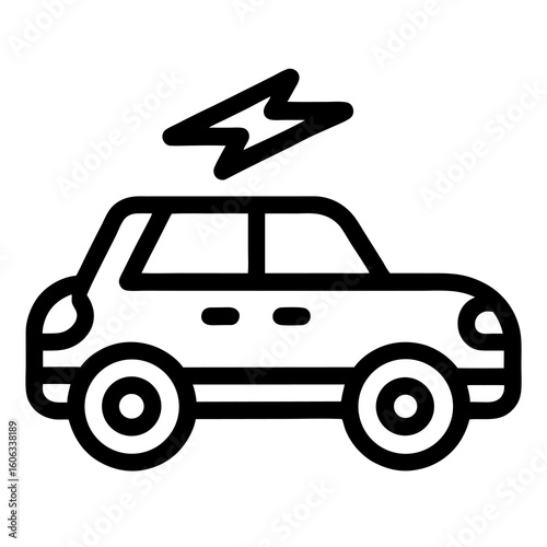 Electric Car Icon – Black Outline Vector for Eco Transport or Mobility App