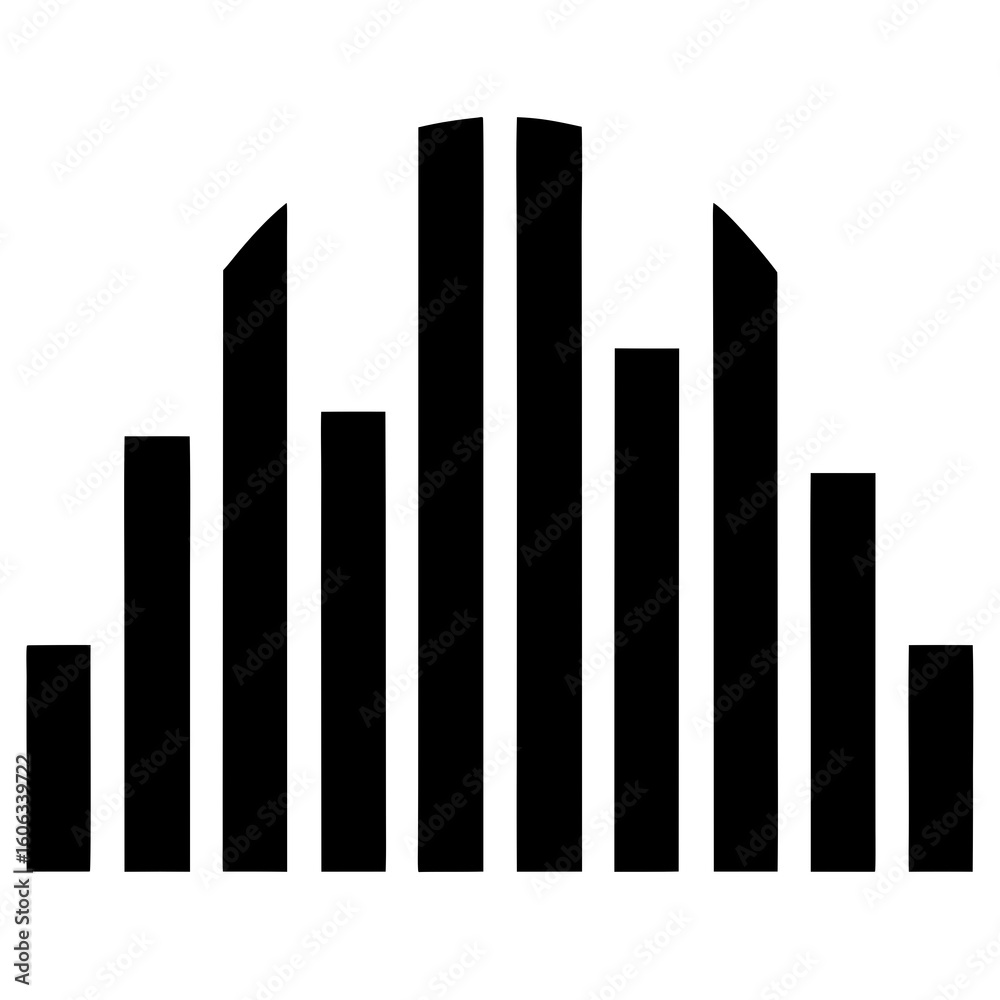 Abstract Black Bars Arranged in a Symmetrical Pattern on a White Background Abstract Black Bars Arranged in a Symmetrical Pattern on a White Background