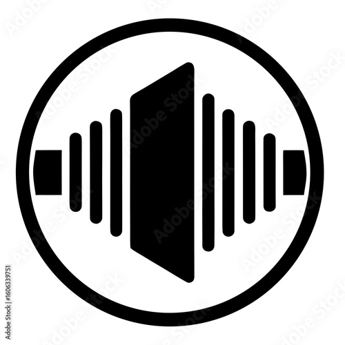 Sound wave icon in a circle audio signal music frequency