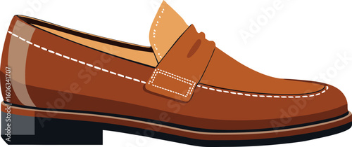 Classic brown leather loafer shoe vector