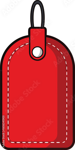 Red leather key fob tag vector
