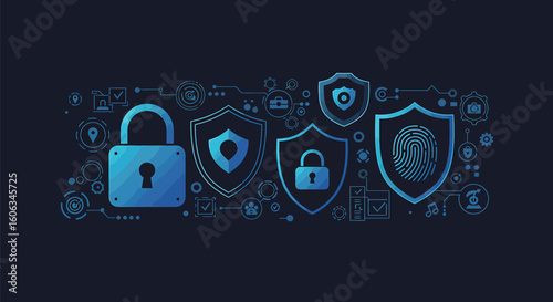 Digital Security Icons - Vector Illustration