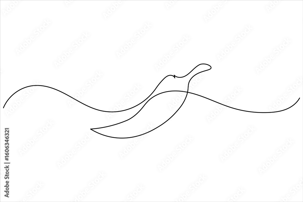 Obraz premium Chilli pepper icon in continuous one line minimalist design, isolated vector for modern food and cooking illustrations