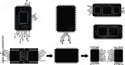 Elegant Memory Chip Architecture Silhouettes