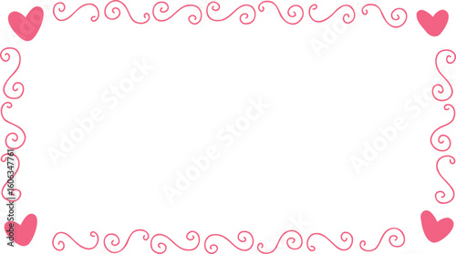 Doodle of heart frame for valentine's day. Hand drawn heart element vector.
