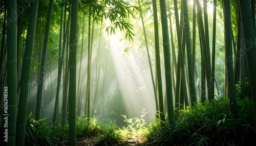 Sunlit Bamboo Forest Path
