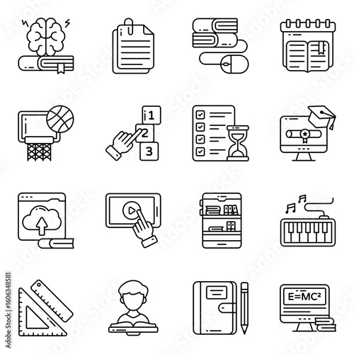 Set of Study and Learning Linear Icons
