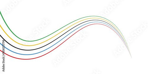 abstract wavy stripes with the colors of Paris Olympics games 2025 . vector illustration