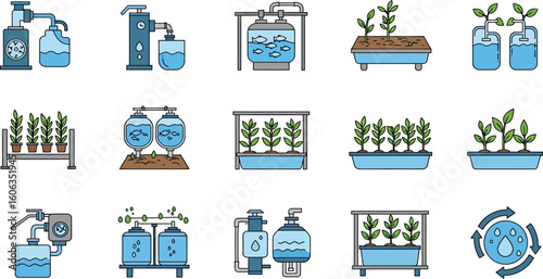 Aquaponics & Fish Farming Icons