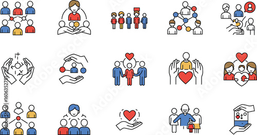 Loneliness & Connection Icons: Social Support & Community