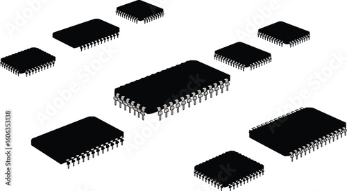 IC Chip Silhouette Vector