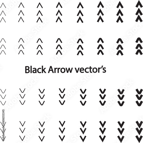 Set of black arrow vectors – directional icons in various styles and weights