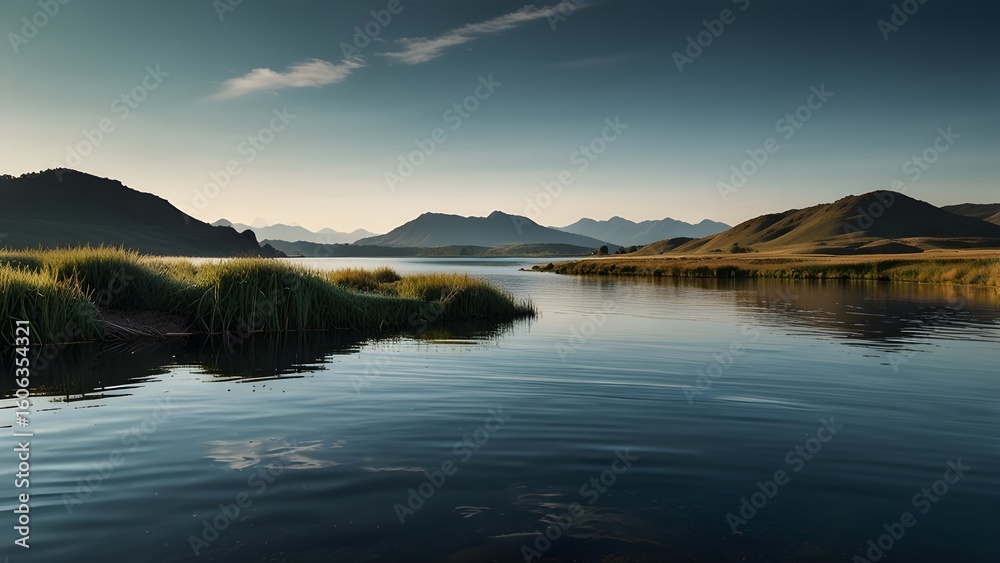 Obraz premium sunset over the lake