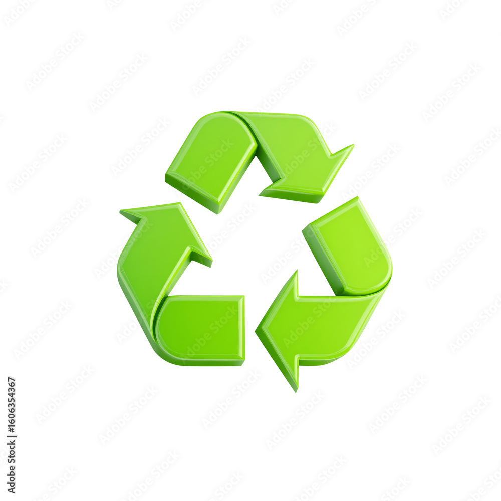 Obraz premium Green recycling symbol isolated on transparent background