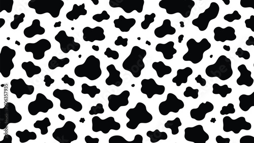 Modern abstract cow print. Black and white texture vector on transparent.