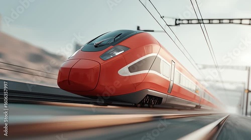 a high-speed train speeding along the track