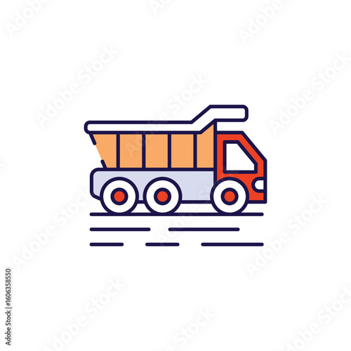Dump Truck icon design with white background stock illustration