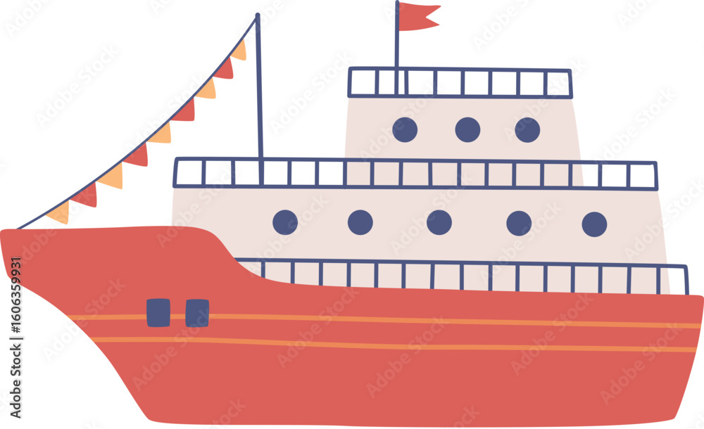 Fototapeta premium Cute ship marine element