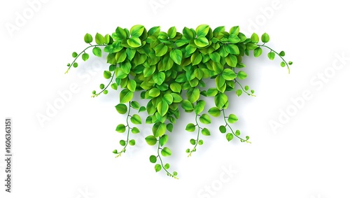 Lush green vines cascading against a white background leaves plant